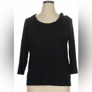 Talbots Black Women's Blouse with Braided Neckline